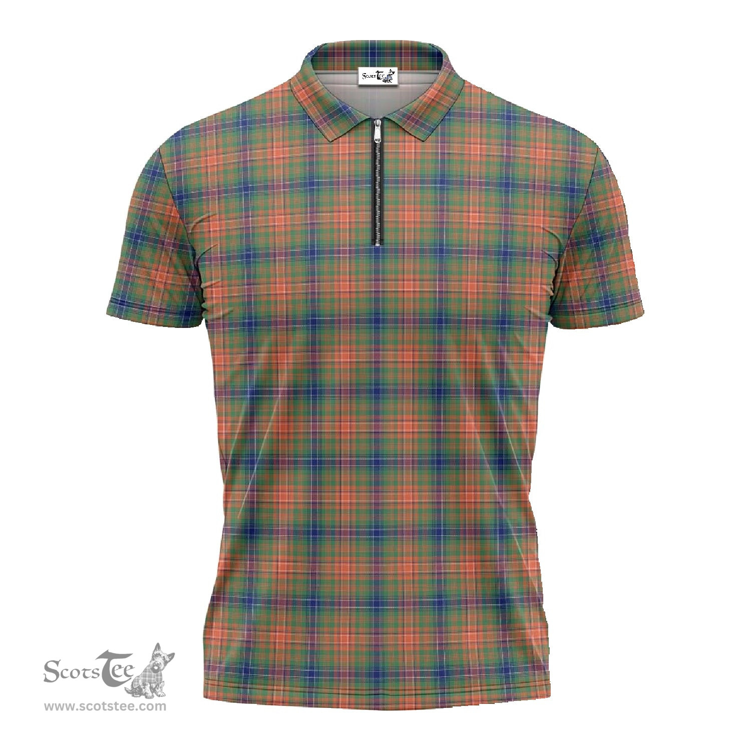 ScotsTee Shop Scottish Wilson Ancient Clan Tartan Zipper Polo Shirt