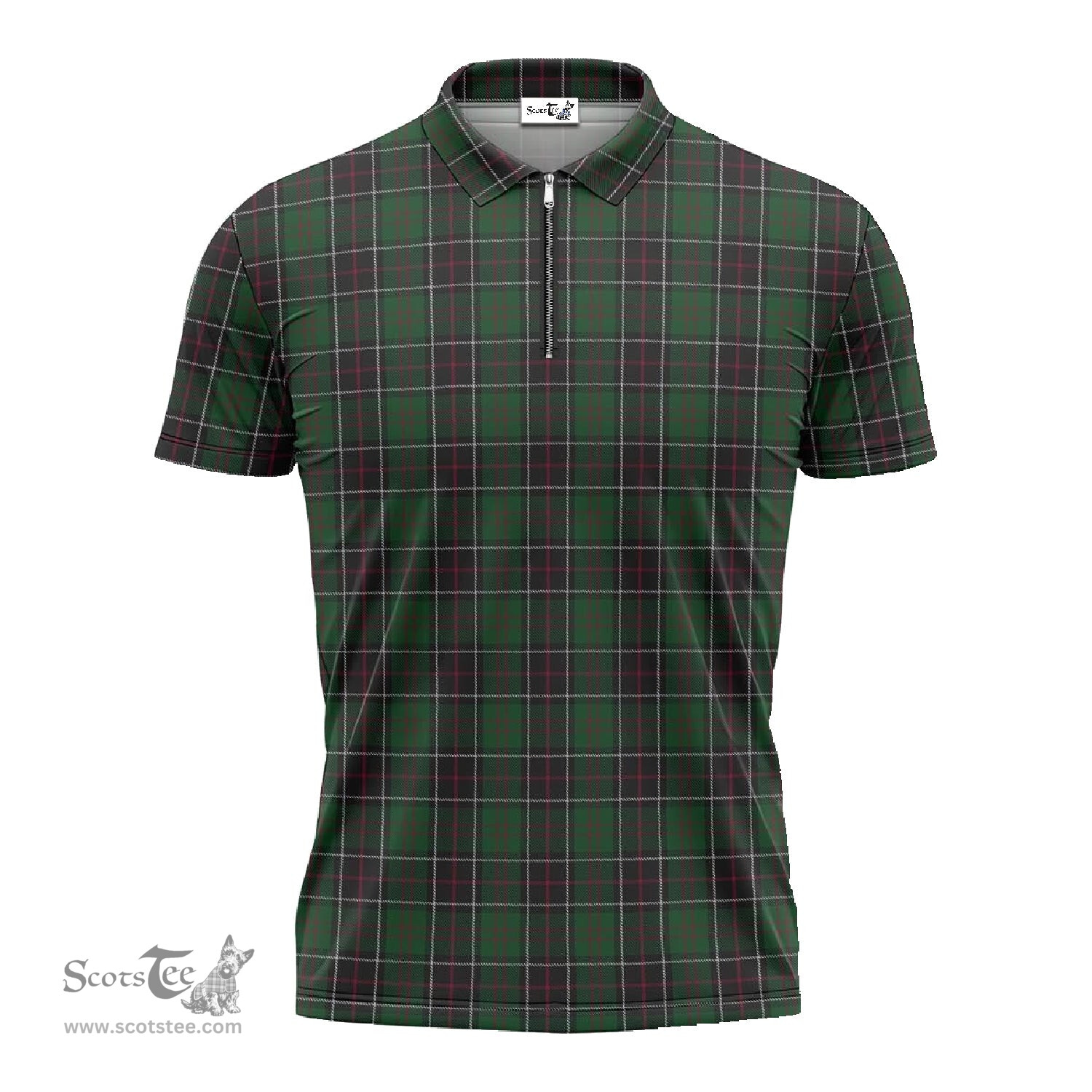 ScotsTee Shop Scottish Sinclair Hunting Clan Tartan Zipper Polo Shirt