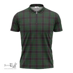 ScotsTee Shop Scottish Sinclair Hunting Clan Tartan Zipper Polo Shirt