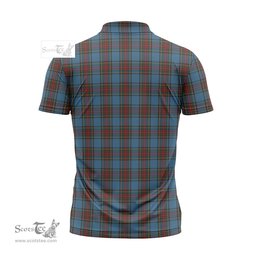 ScotsTee Shop Scottish Stewart Royal Blue Clan Tartan Zipper Polo Shirt