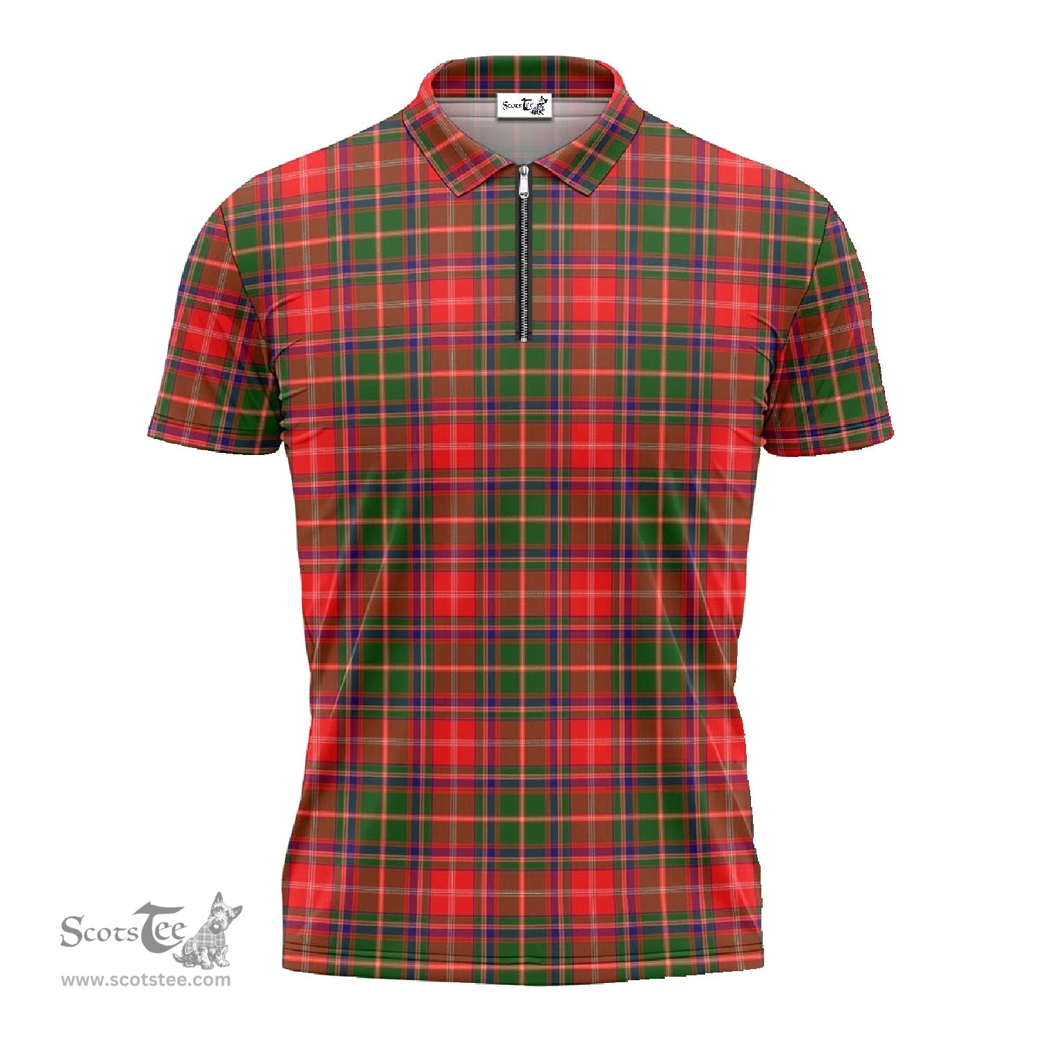 ScotsTee Shop Scottish Somerville Modern Clan Tartan Zipper Polo Shirt