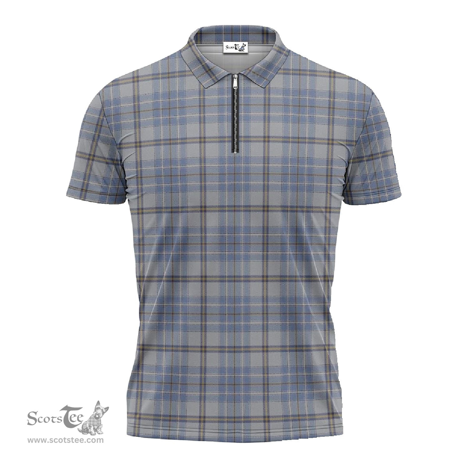 ScotsTee Shop Scottish Tweedie Clan Tartan Zipper Polo Shirt