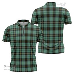 ScotsTee Shop Scottish Wallace Hunting Ancient Clan Tartan Zipper Polo Shirt