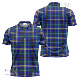 ScotsTee Shop Scottish Weir Modern Clan Tartan Zipper Polo Shirt