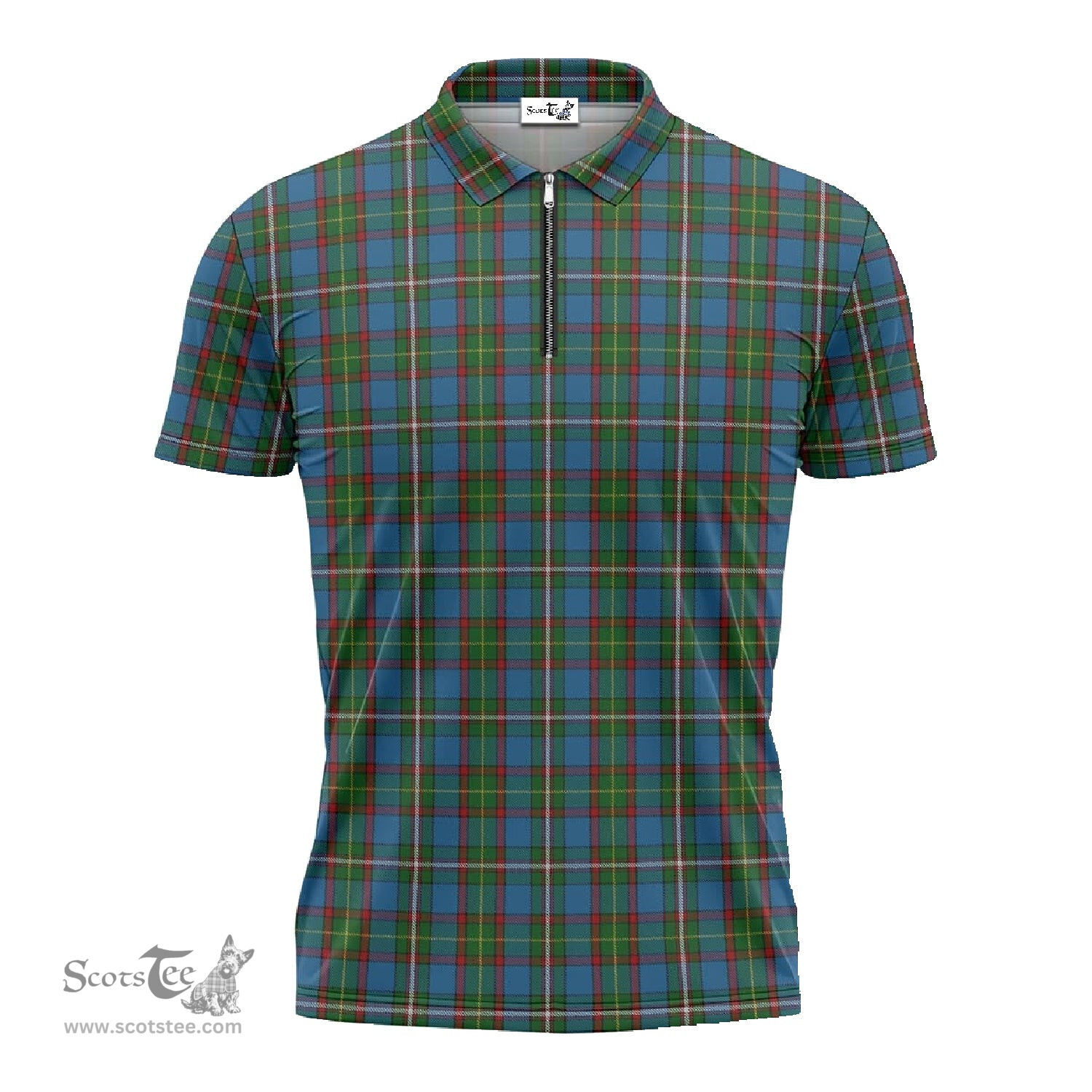 ScotsTee Shop Scottish Tait Clan Tartan Zipper Polo Shirt