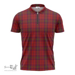 ScotsTee Shop Scottish Ross Old Clan Tartan Zipper Polo Shirt