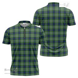 ScotsTee Shop Scottish Spottiswood Clan Tartan Zipper Polo Shirt
