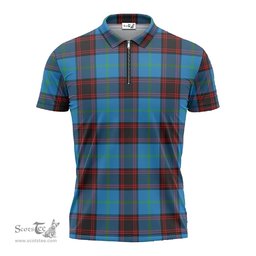 ScotsTee Shop Scottish Wedderburn Clan Tartan Zipper Polo Shirt