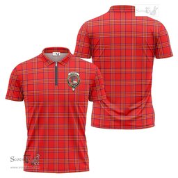 ScotsTee Shop Scottish Burnett Modern Clan Crest Tartan Zipper Polo Shirt
