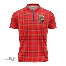 ScotsTee Shop Scottish Burnett Modern Clan Crest Tartan Zipper Polo Shirt