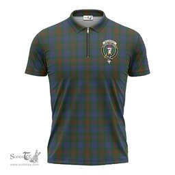 ScotsTee Shop Scottish Buchanan Hunting Clan Crest Tartan Zipper Polo Shirt