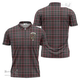 ScotsTee Shop Scottish Borthwick Clan Crest Tartan Zipper Polo Shirt