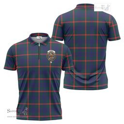 ScotsTee Shop Scottish Agnew Modern Clan Crest Tartan Zipper Polo Shirt