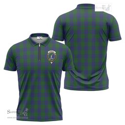 ScotsTee Shop Scottish Barclay Clan Crest Tartan Zipper Polo Shirt