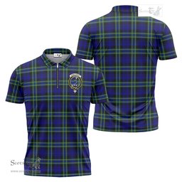 ScotsTee Shop Scottish Arbuthnot Modern Clan Crest Tartan Zipper Polo Shirt