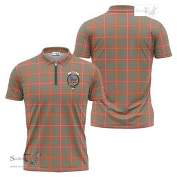 ScotsTee Shop Scottish Bruce Ancient Clan Crest Tartan Zipper Polo Shirt