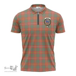 ScotsTee Shop Scottish Bruce Ancient Clan Crest Tartan Zipper Polo Shirt