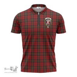 ScotsTee Shop Scottish Brodie Clan Crest Tartan Zipper Polo Shirt