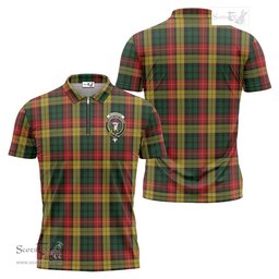 ScotsTee Shop Scottish Buchanan Clan Crest Tartan Zipper Polo Shirt