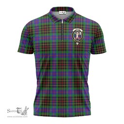 ScotsTee Shop Scottish Brodie Hunting Modern Clan Crest Tartan Zipper Polo Shirt
