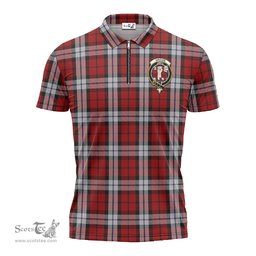 ScotsTee Shop Scottish Brodie Dress Clan Crest Tartan Zipper Polo Shirt