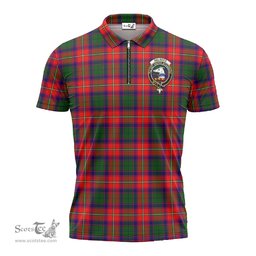 ScotsTee Shop Scottish Belshes Clan Crest Tartan Zipper Polo Shirt