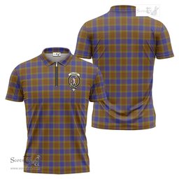 ScotsTee Shop Scottish Balfour Modern Clan Crest Tartan Zipper Polo Shirt