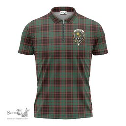 ScotsTee Shop Scottish Buchan Ancient Clan Crest Tartan Zipper Polo Shirt