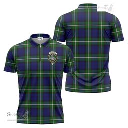 ScotsTee Shop Scottish Bannerman Clan Crest Tartan Zipper Polo Shirt