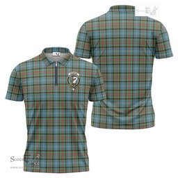 ScotsTee Shop Scottish Brisbane modern Clan Crest Tartan Zipper Polo Shirt