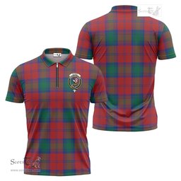 ScotsTee Shop Scottish Byres (Byses) Clan Crest Tartan Zipper Polo Shirt