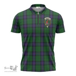 ScotsTee Shop Scottish Armstrong Clan Crest Tartan Zipper Polo Shirt