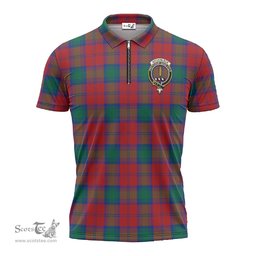 ScotsTee Shop Scottish Auchinleck Clan Crest Tartan Zipper Polo Shirt