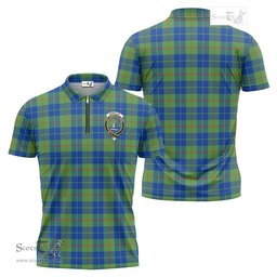 ScotsTee Shop Scottish Barclay Hunting Ancient Clan Crest Tartan Zipper Polo Shirt