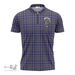 ScotsTee Shop Scottish Alexander of Menstry Clan Crest Tartan Zipper Polo Shirt
