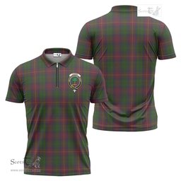 ScotsTee Shop Scottish Cairns Clan Crest Tartan Zipper Polo Shirt