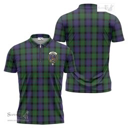 ScotsTee Shop Scottish Blair Clan Crest Tartan Zipper Polo Shirt