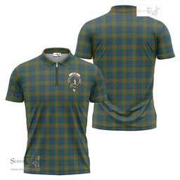 ScotsTee Shop Scottish Aiton Clan Crest Tartan Zipper Polo Shirt