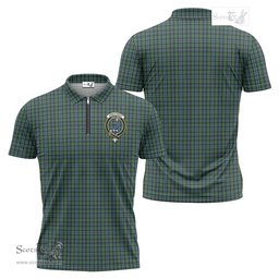 ScotsTee Shop Scottish Arbuthnot Clan Crest Tartan Zipper Polo Shirt