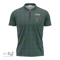 ScotsTee Shop Scottish Arbuthnot Clan Crest Tartan Zipper Polo Shirt