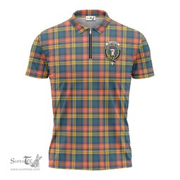 ScotsTee Shop Scottish Buchanan Ancient Clan Crest Tartan Zipper Polo Shirt