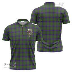 ScotsTee Shop Scottish Adam Clan Crest Tartan Zipper Polo Shirt