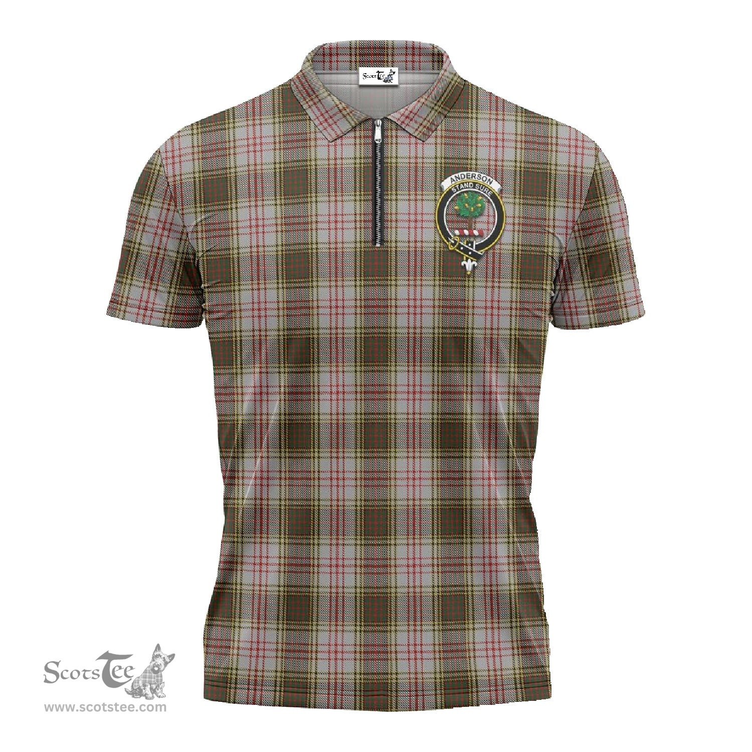 ScotsTee Shop Scottish Anderson Dress Clan Crest Tartan Zipper Polo Shirt