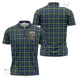ScotsTee Shop Scottish Baillie Modern Clan Crest Tartan Zipper Polo Shirt