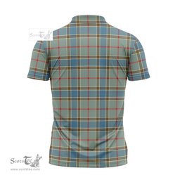 ScotsTee Shop Scottish Balfour Blue Clan Crest Tartan Zipper Polo Shirt
