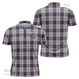ScotsTee Shop Scottish Alexander of Menstry Dress Clan Crest Tartan Zipper Polo Shirt