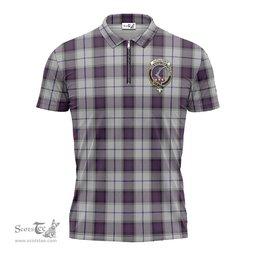 ScotsTee Shop Scottish Alexander of Menstry Dress Clan Crest Tartan Zipper Polo Shirt