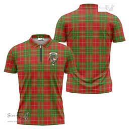 ScotsTee Shop Scottish Burnett Ancient Clan Crest Tartan Zipper Polo Shirt