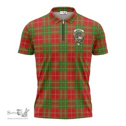 ScotsTee Shop Scottish Burnett Ancient Clan Crest Tartan Zipper Polo Shirt