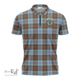 ScotsTee Shop Scottish Anderson Ancient Clan Crest Tartan Zipper Polo Shirt